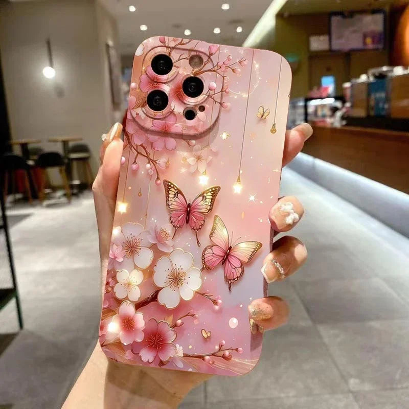 Butterfly Floral Design Shockproof Phone Case