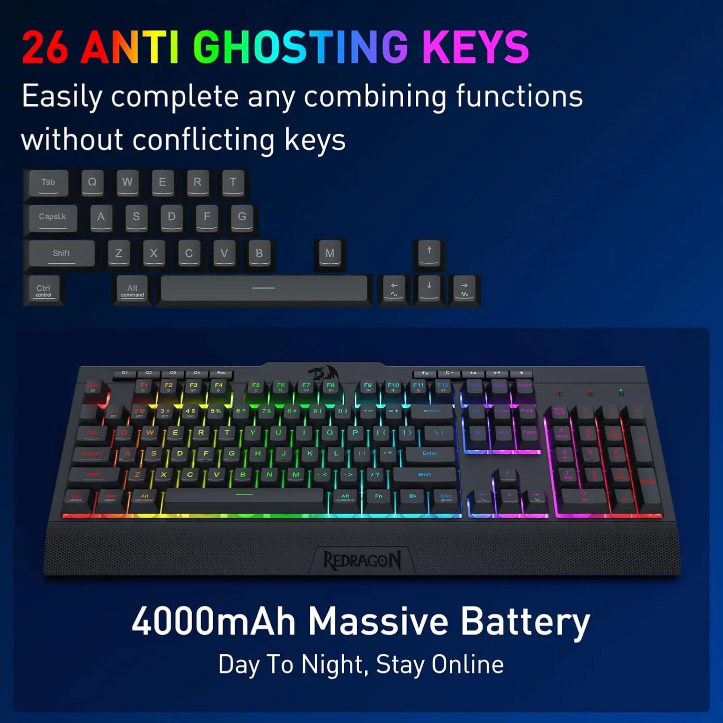Redragon S151 PRO 3-Mode Wireless Gaming Keyboard