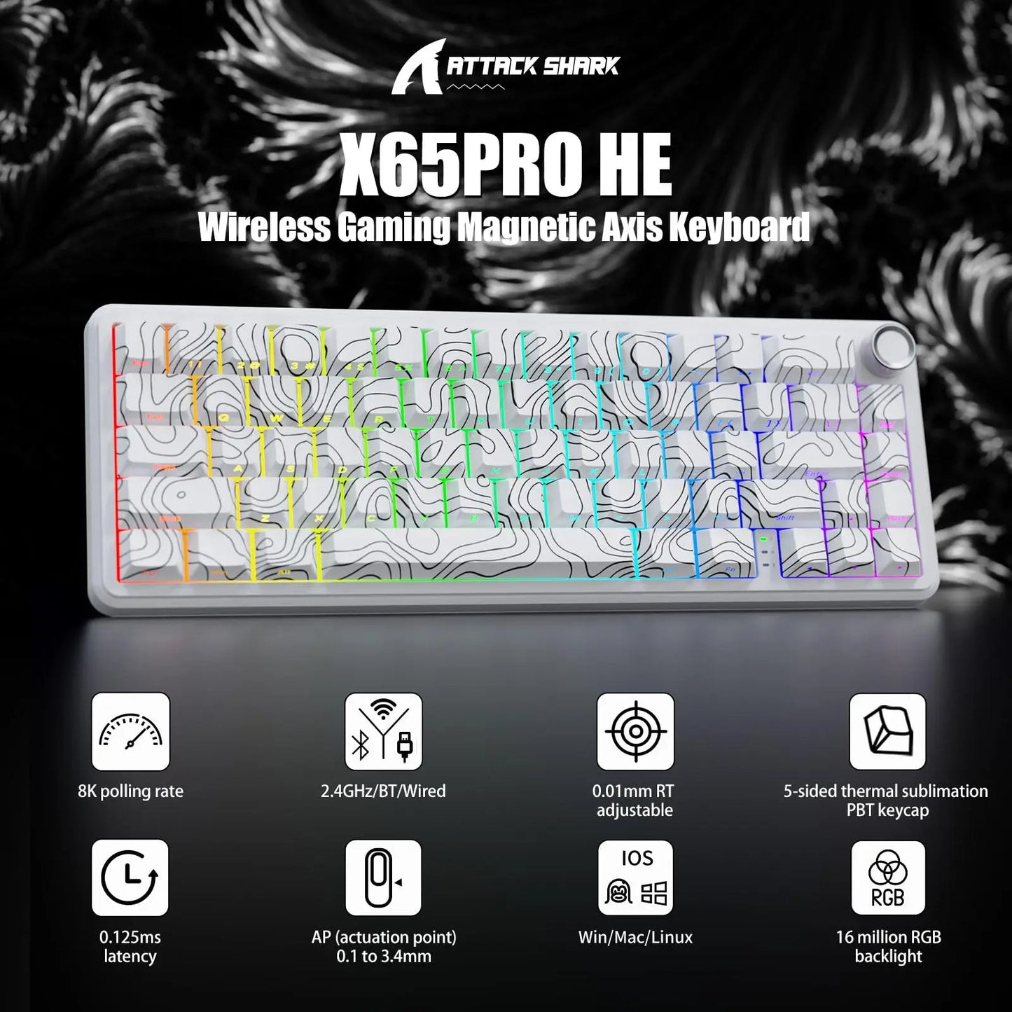 ATTACK SHARK X65PRO HE Rapid Trigger Wireless Gaming Keyboard
