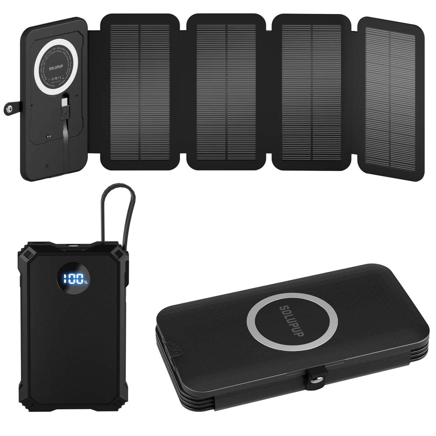 15W Magnetic Wireless 10000mAh Solar Power Bank