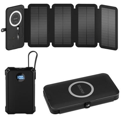 15W Magnetic Wireless 10000mAh Solar Power Bank