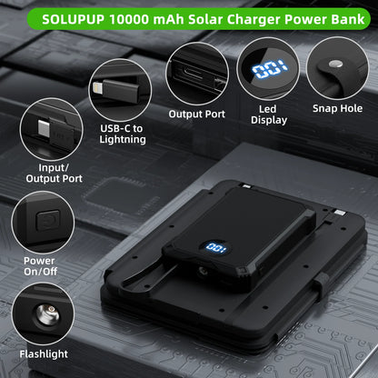 15W Magnetic Wireless 10000mAh Solar Power Bank