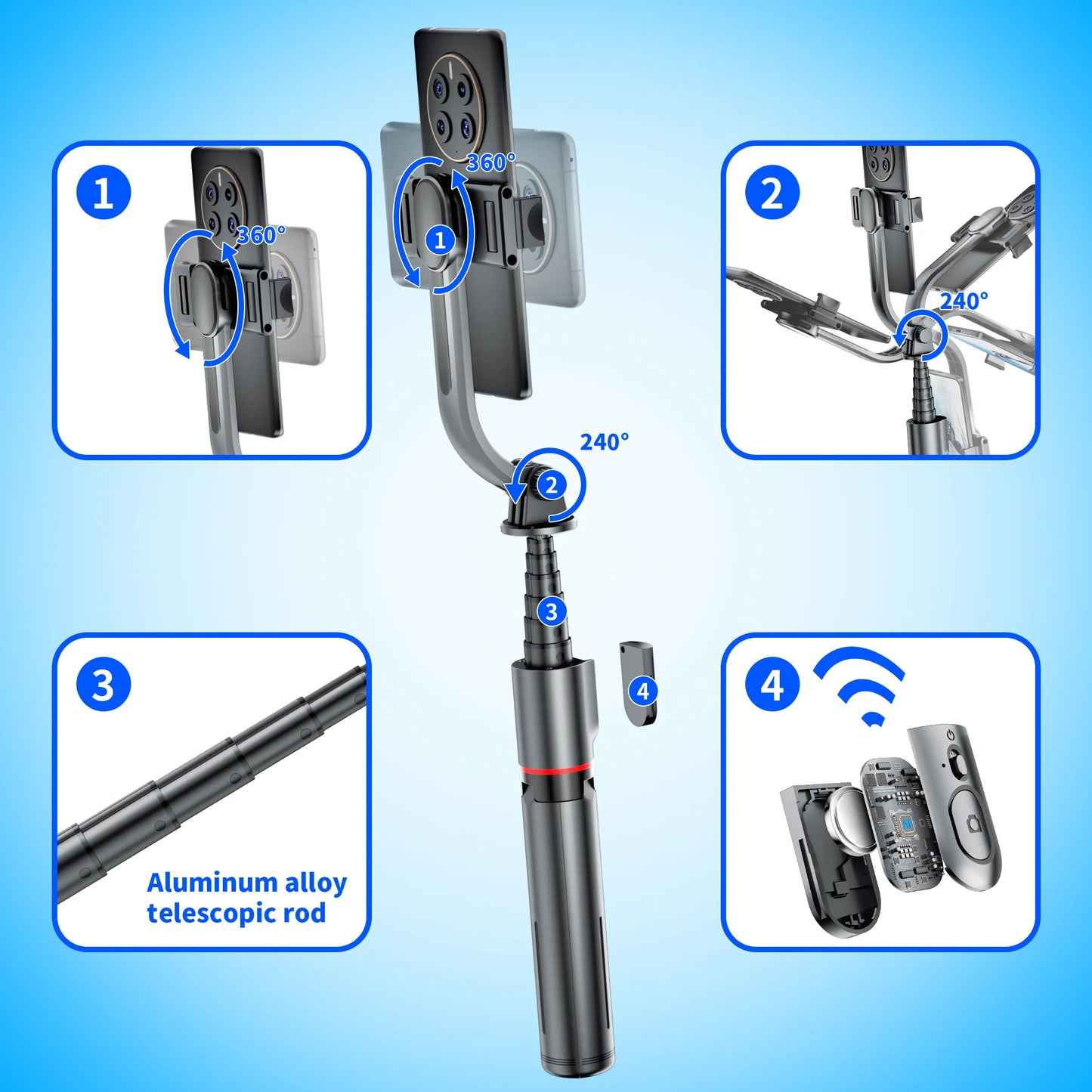 L12 1060mm Foldable Selfie Stick