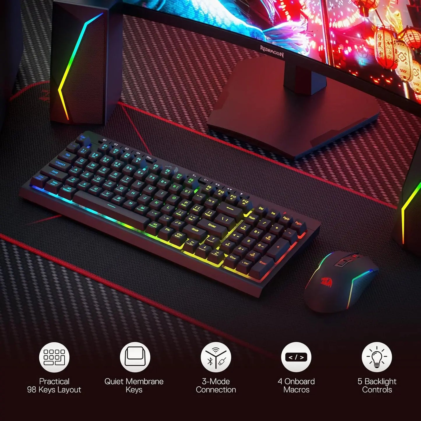 Redragon S142 Wireless Gaming Keyboard & Mouse Combo,