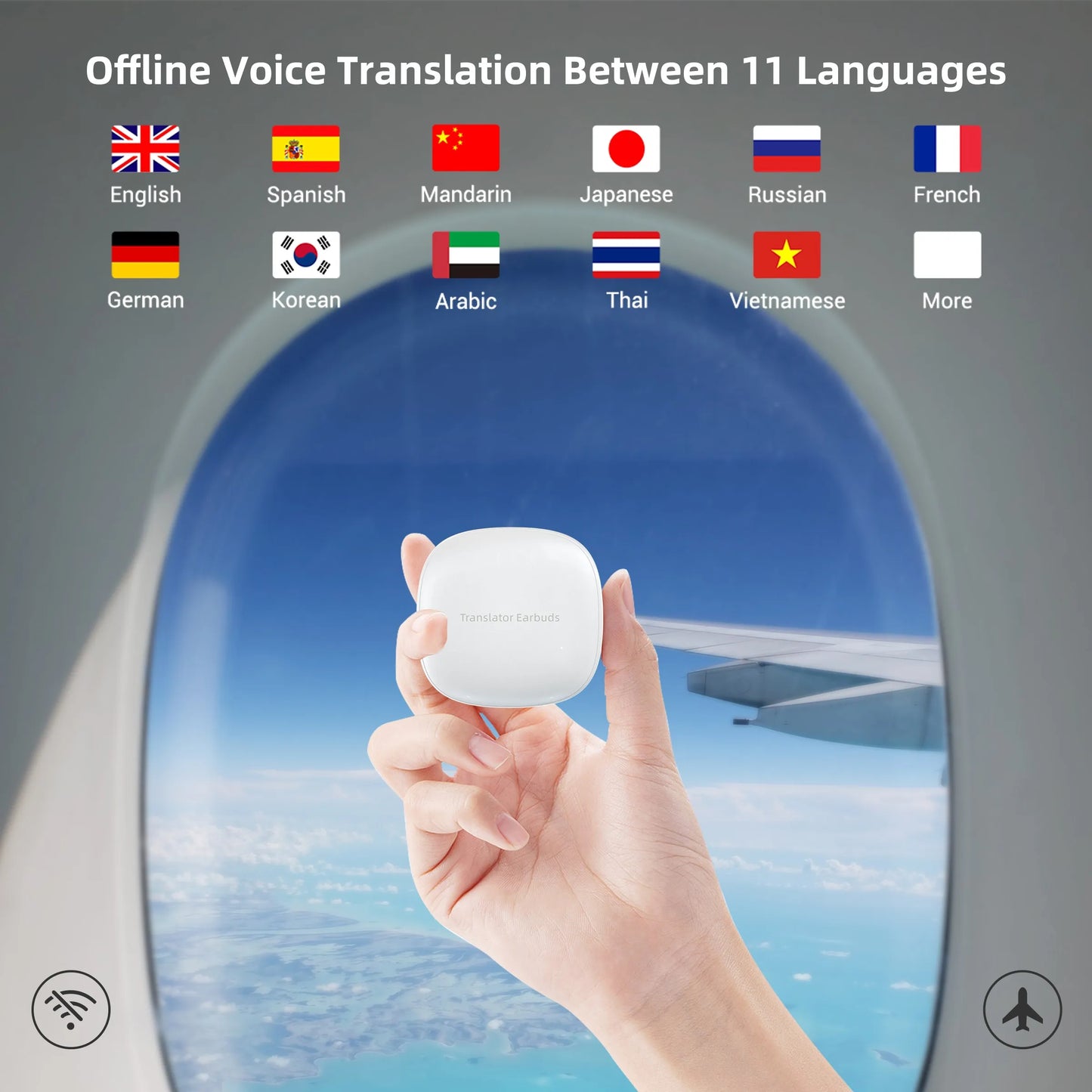 Wooask M3 Translator Earbuds,Two-Way Real Time Translator Headphones