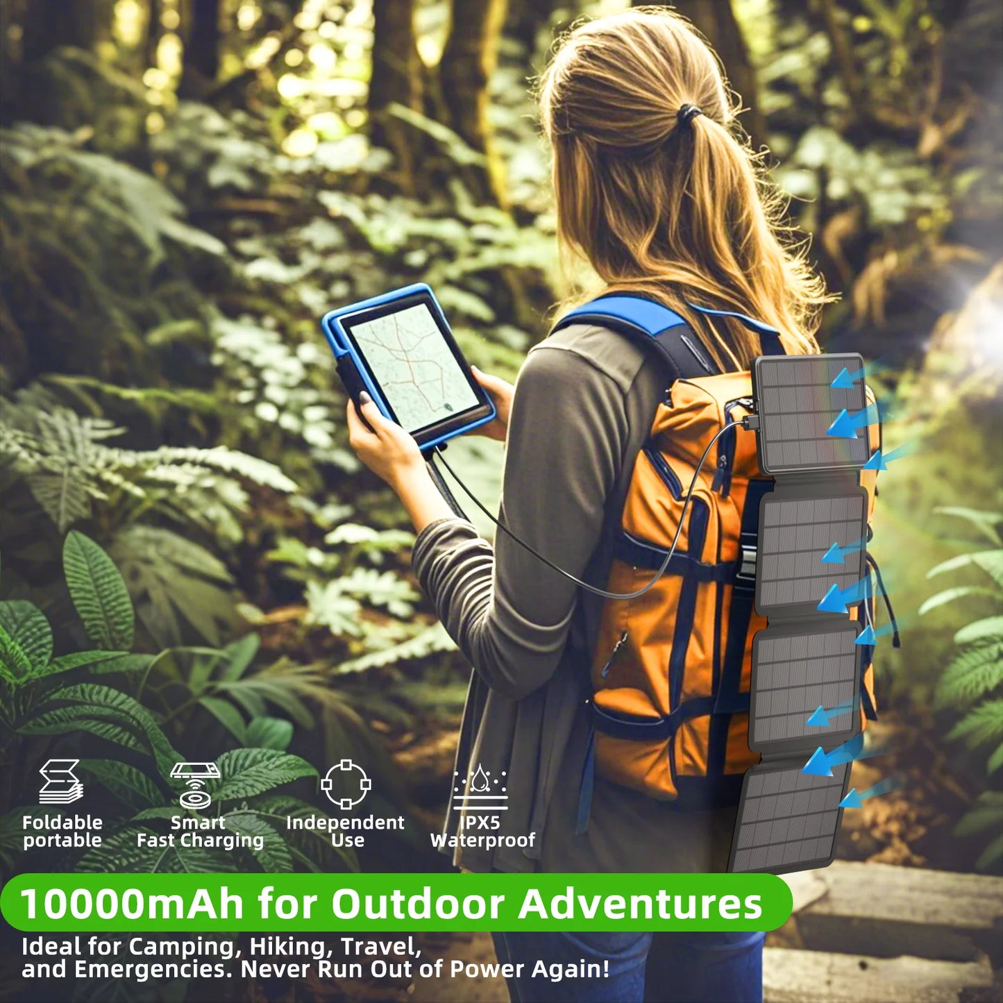 15W Magnetic Wireless 10000mAh Solar Power Bank
