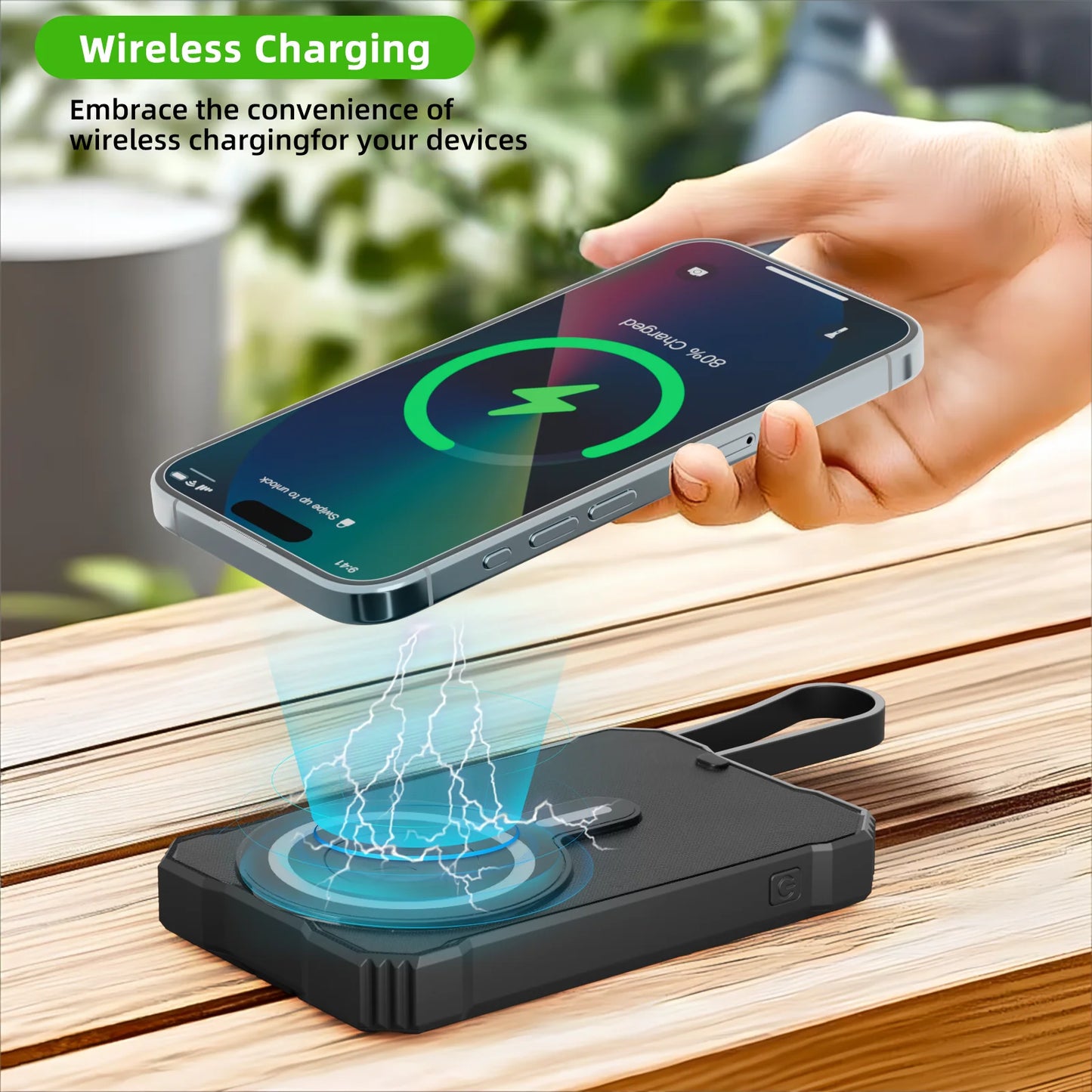 15W Magnetic Wireless 10000mAh Solar Power Bank