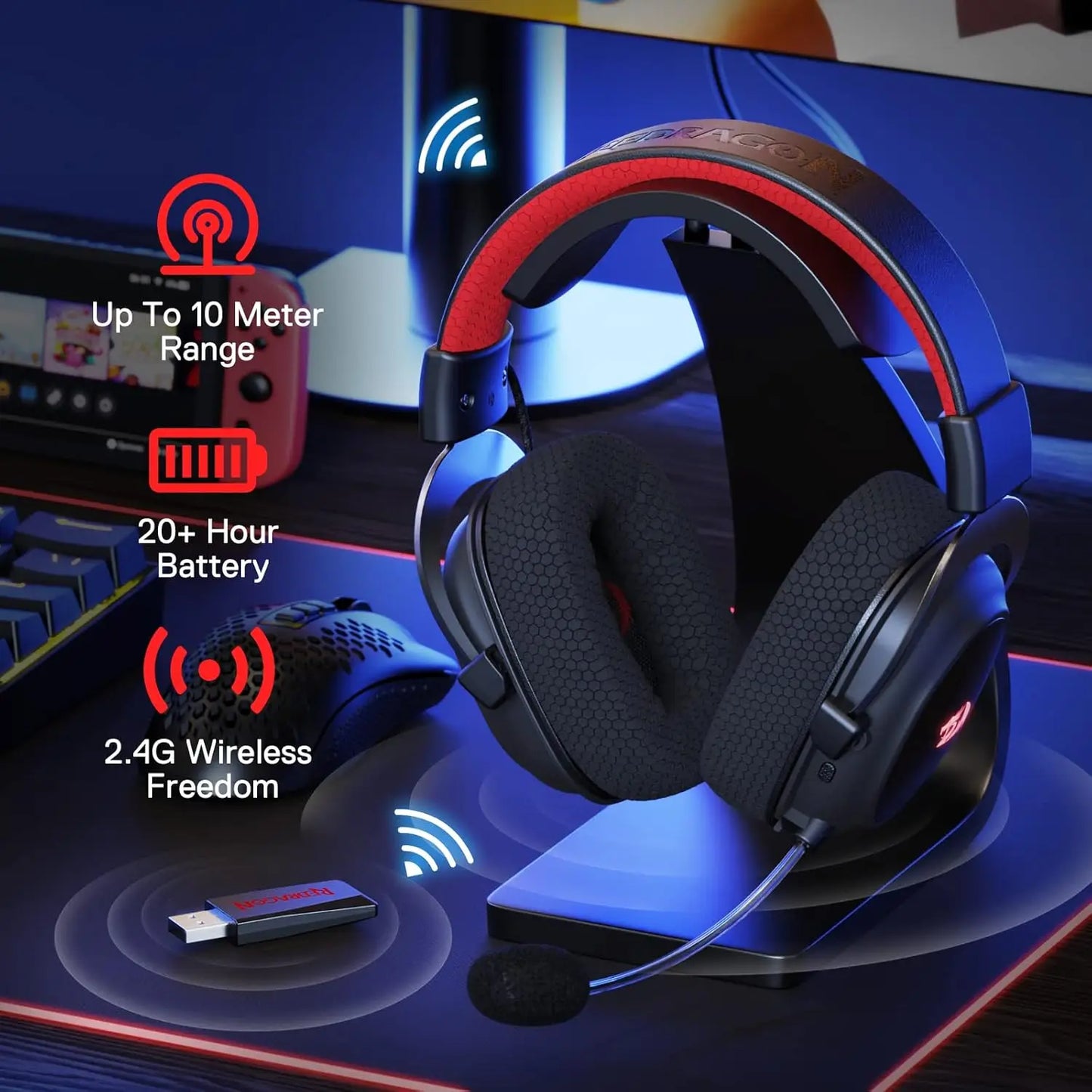 Redragon H510 PRO Zeus-X RGB Wireless Gaming Headset