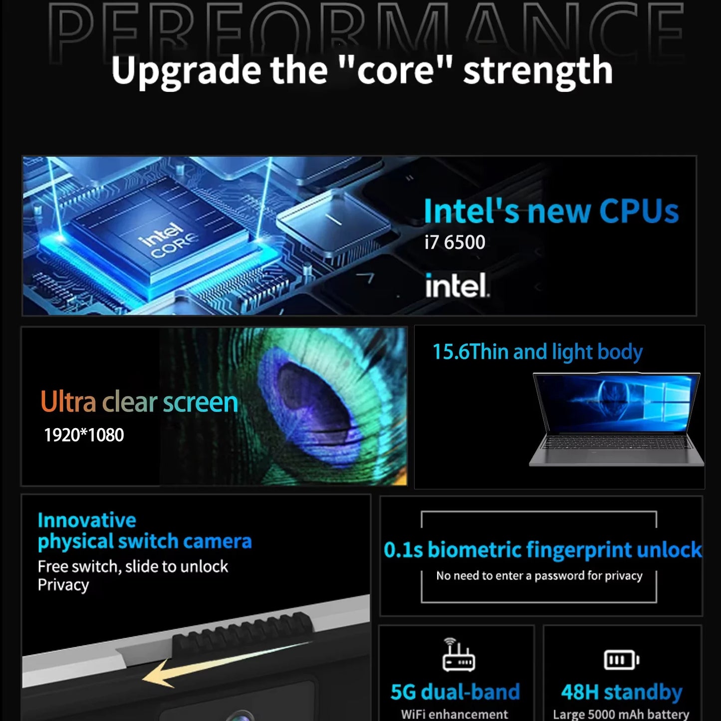 15.6" Ultra Slim Intel Core i7 6500U Laptop
