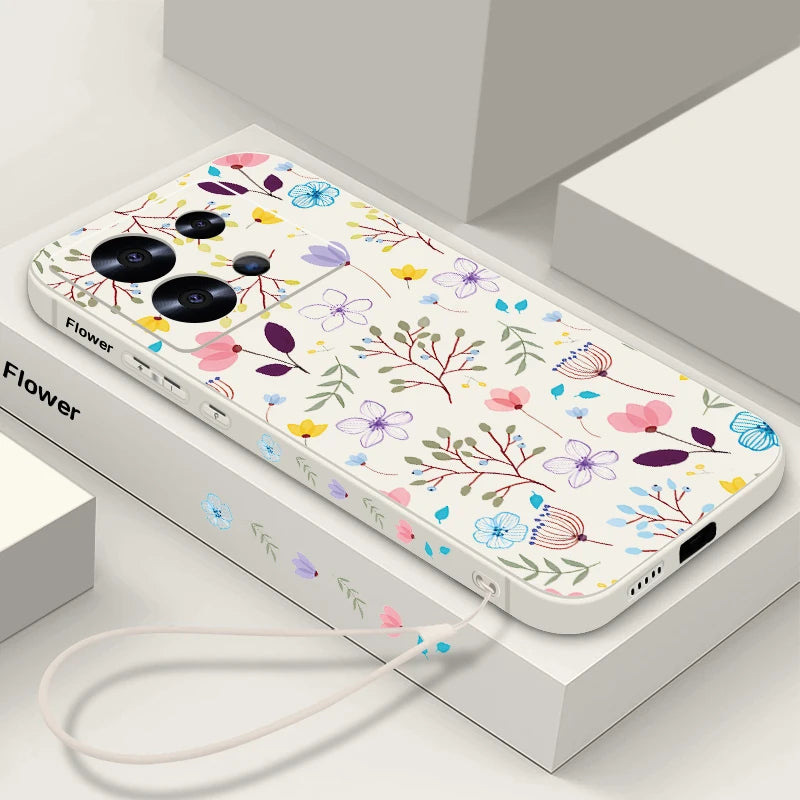 Small Flowers Print Lanyard Case