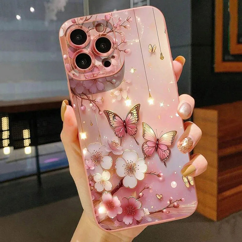 Butterfly Floral Design Shockproof Phone Case