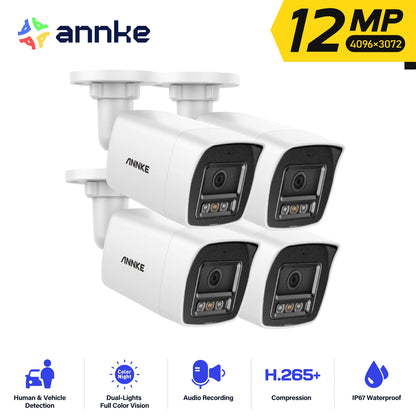 ANNKE 12MP 4PCS Outdoor Smart Dual Light PoE Security Camera