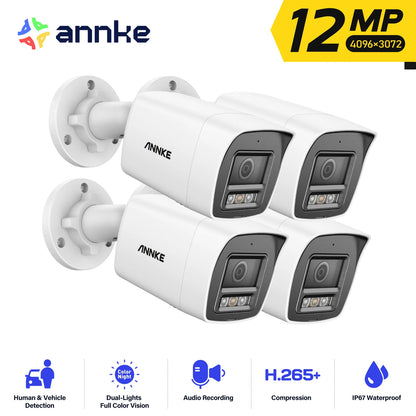 ANNKE 12MP 4PCS Outdoor Smart Dual Light PoE Security Camera