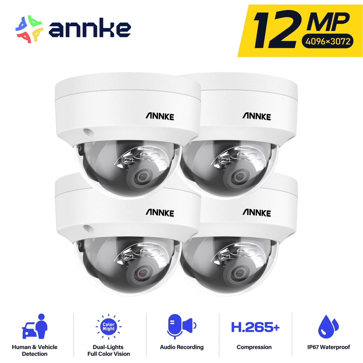 ANNKE 12MP 4PCS Outdoor Smart Dual Light PoE Security Camera