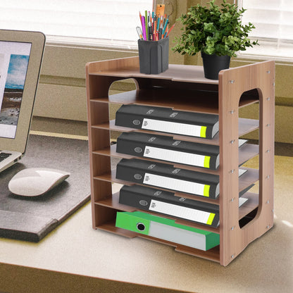 7Tier Widen Wood Office Paper Organizer for Desk