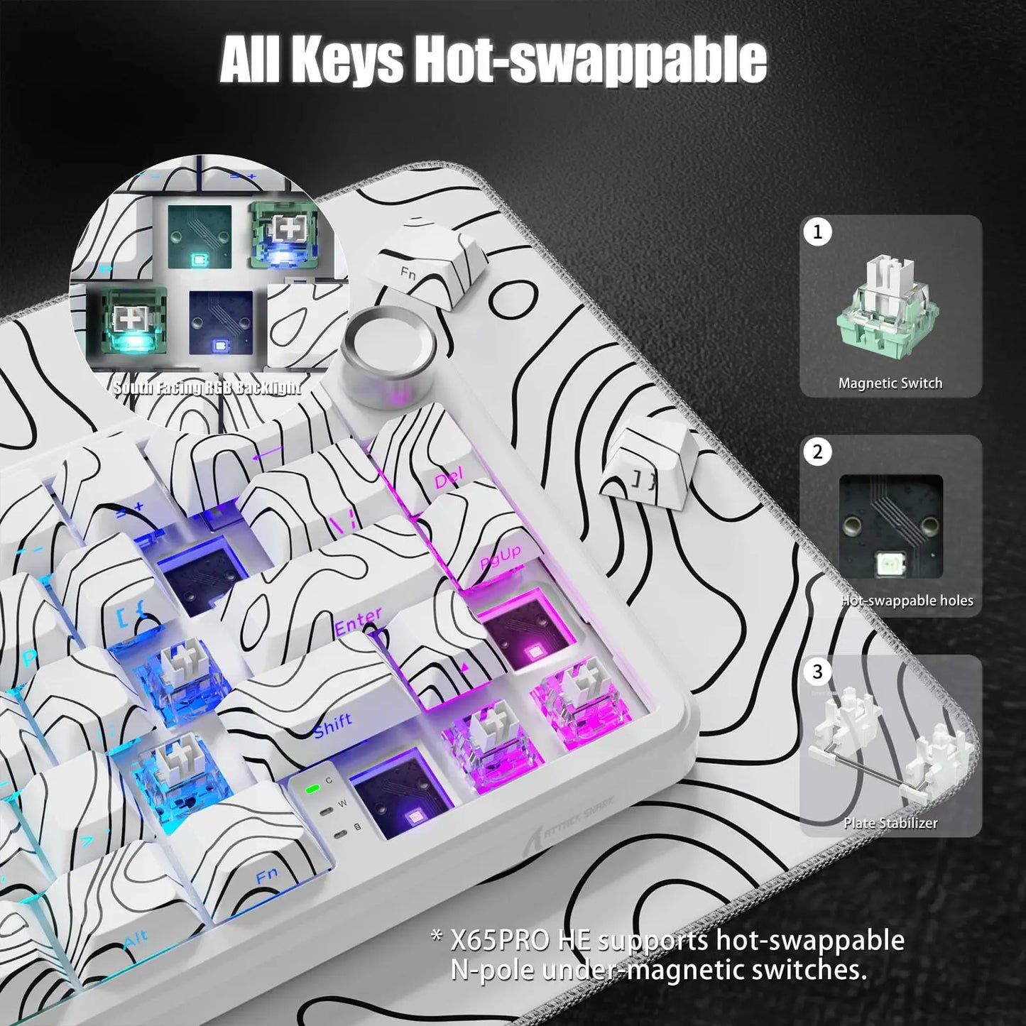 ATTACK SHARK X65PRO HE Rapid Trigger Wireless Gaming Keyboard