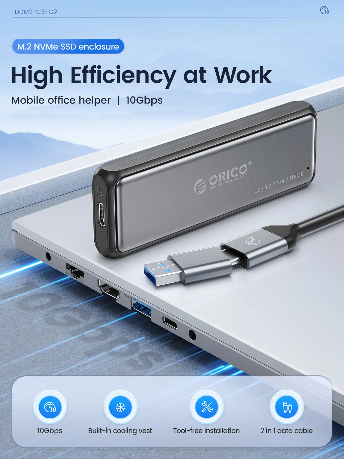 ORICO NVMe SATA Aluminum M.2 SSD Enclosure