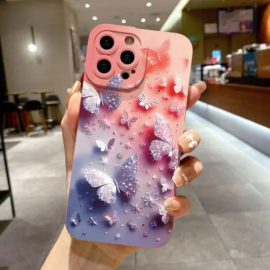 Butterfly Floral Design Shockproof Phone Case