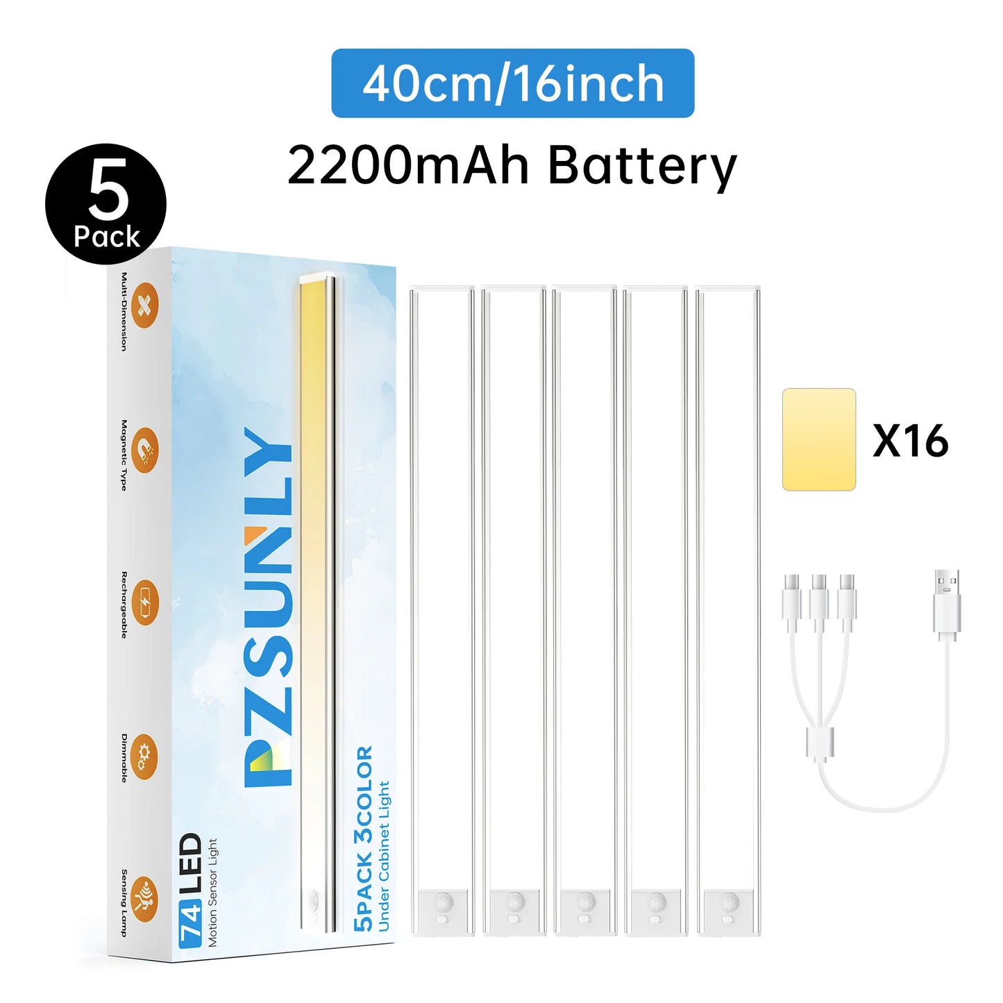 PZSUNLY 5Pcs Smart LED Motion Sensor Lights