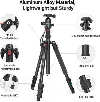 71" Foldable Aluminum Tripod/Monopod