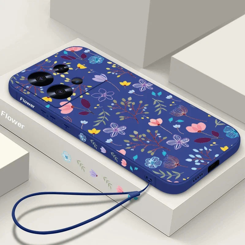 Small Flowers Print Lanyard Case